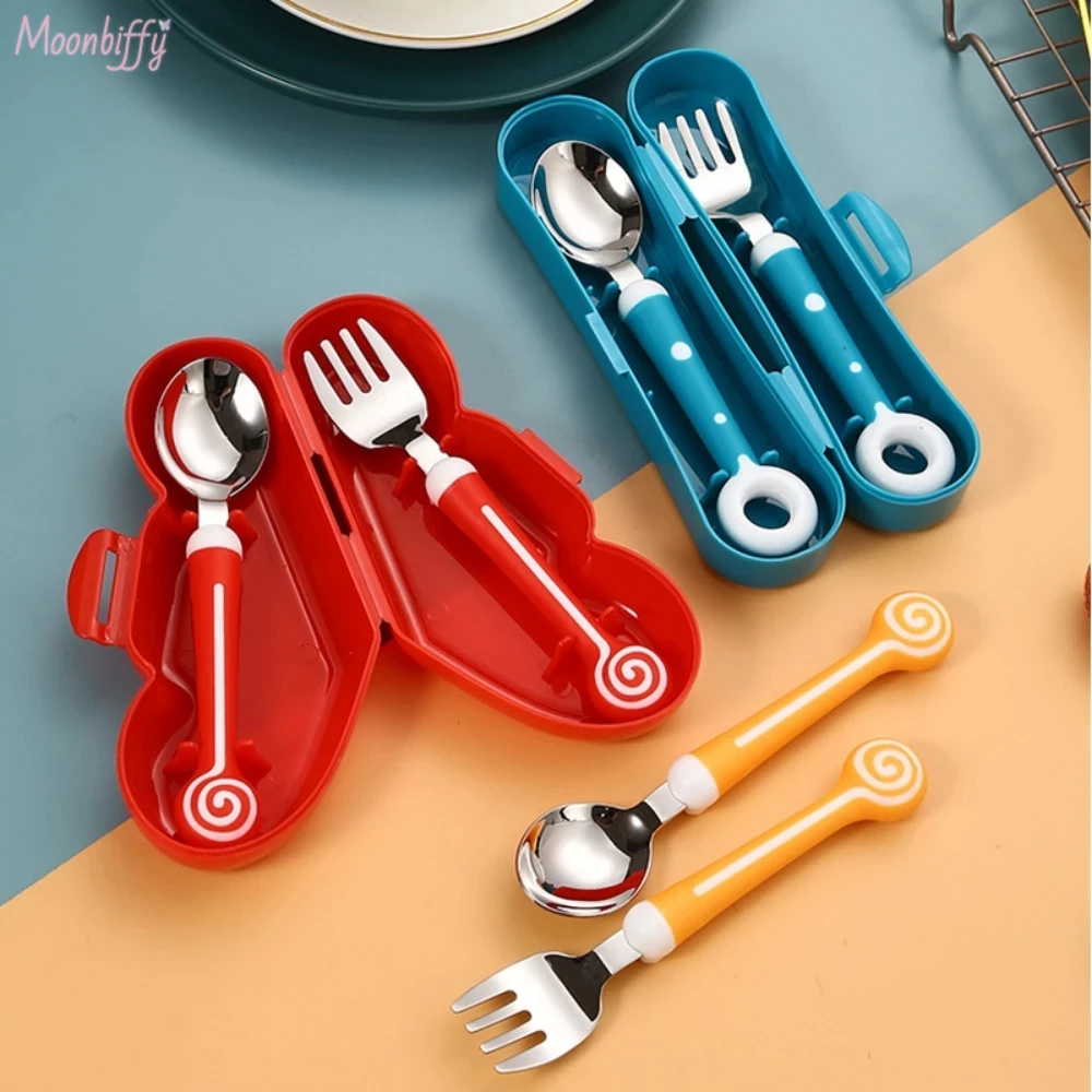 Baby Food Utensils Set - Children Utensil Cute Circle Cutlery Gadget