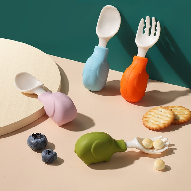 Baby Food Utensils Set - Elephant Baby Utensils Set Food Silicone