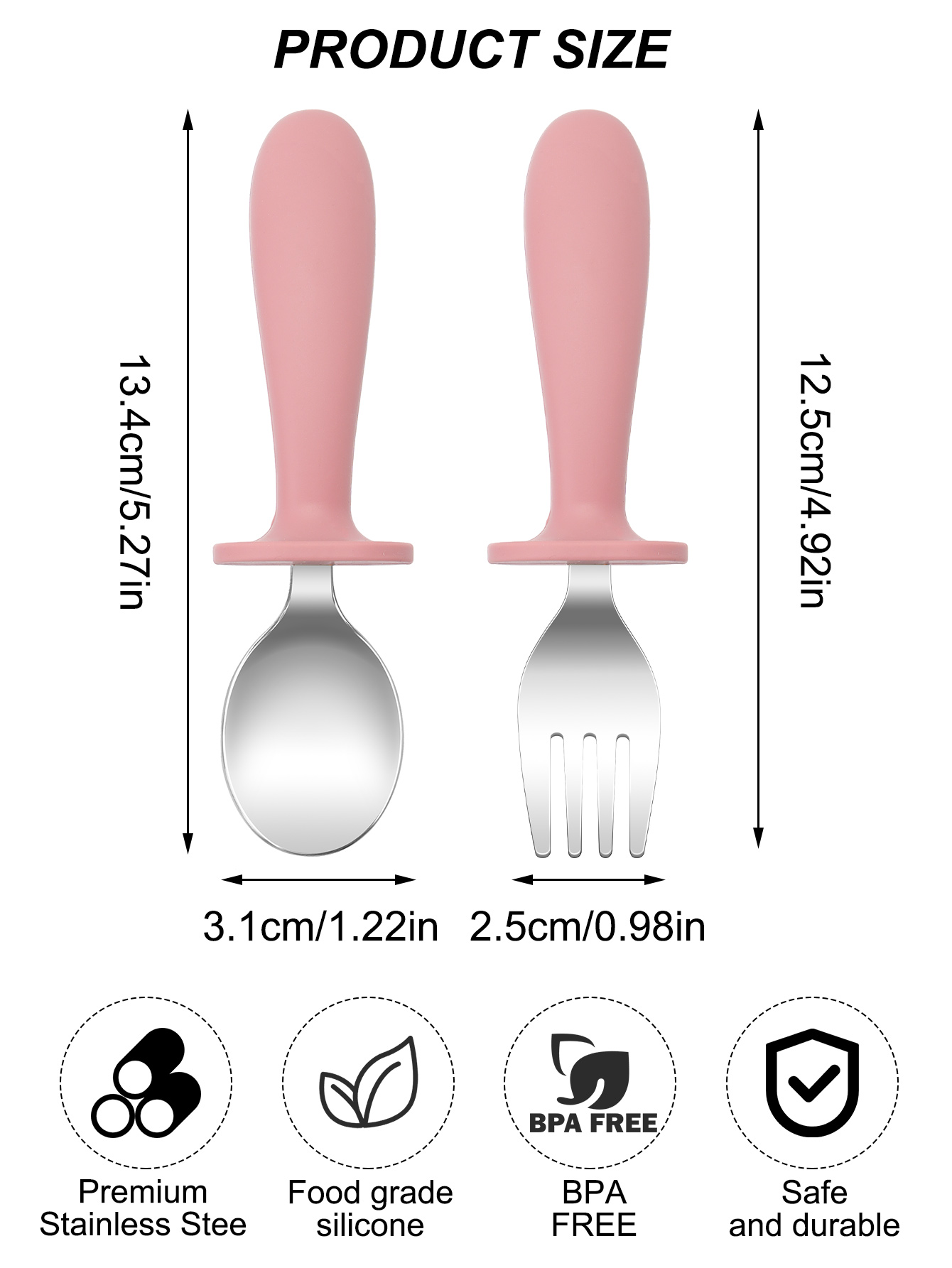 2PCS Stainless Steel Fork Spoo - đánh giá và giá Baby Food Utensils Set