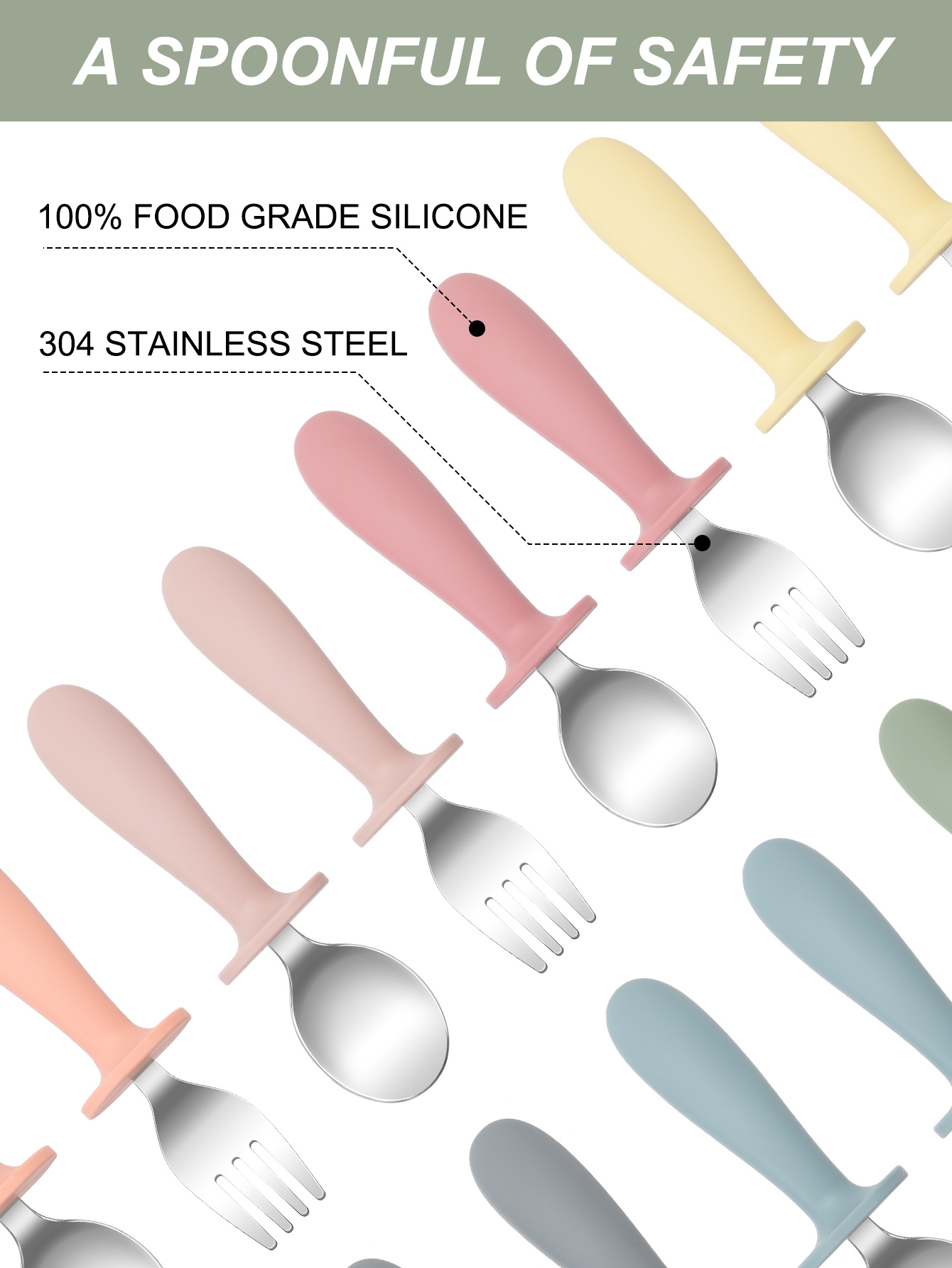 2PCS Stainless Steel Fork Spoo - đánh giá và giá Baby Food Utensils Set