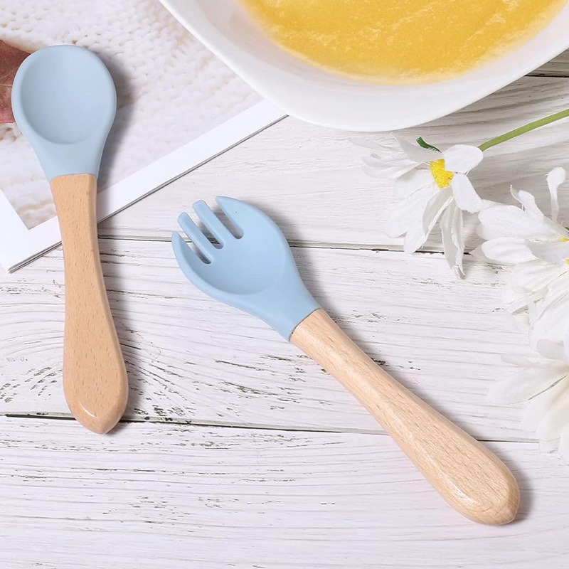 Baby Silicone Spoon Fork Set S - đánh giá và giá Baby Food Utensils Set