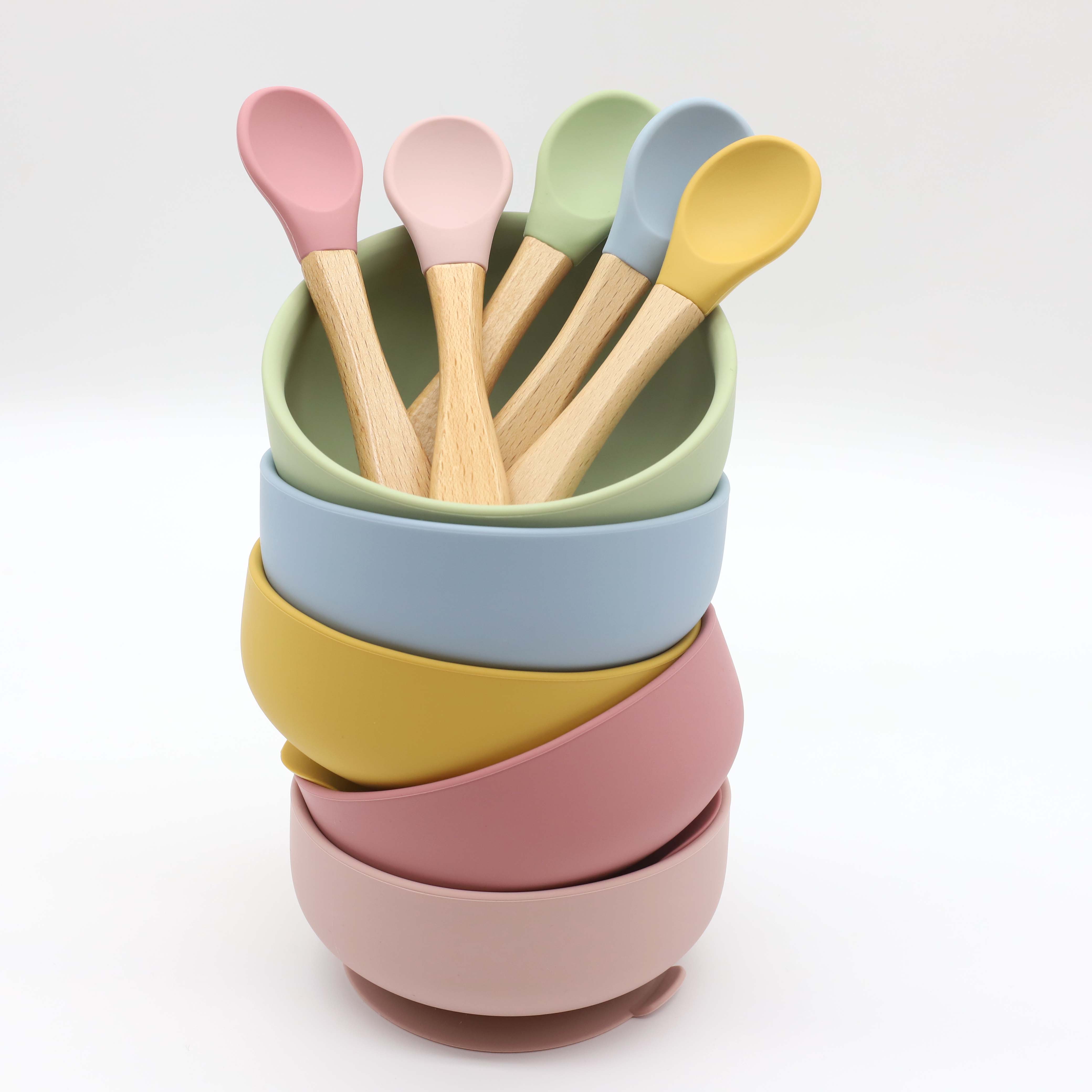 Silicone bowl with suction cup - đánh giá và giá Baby Food Utensils Set